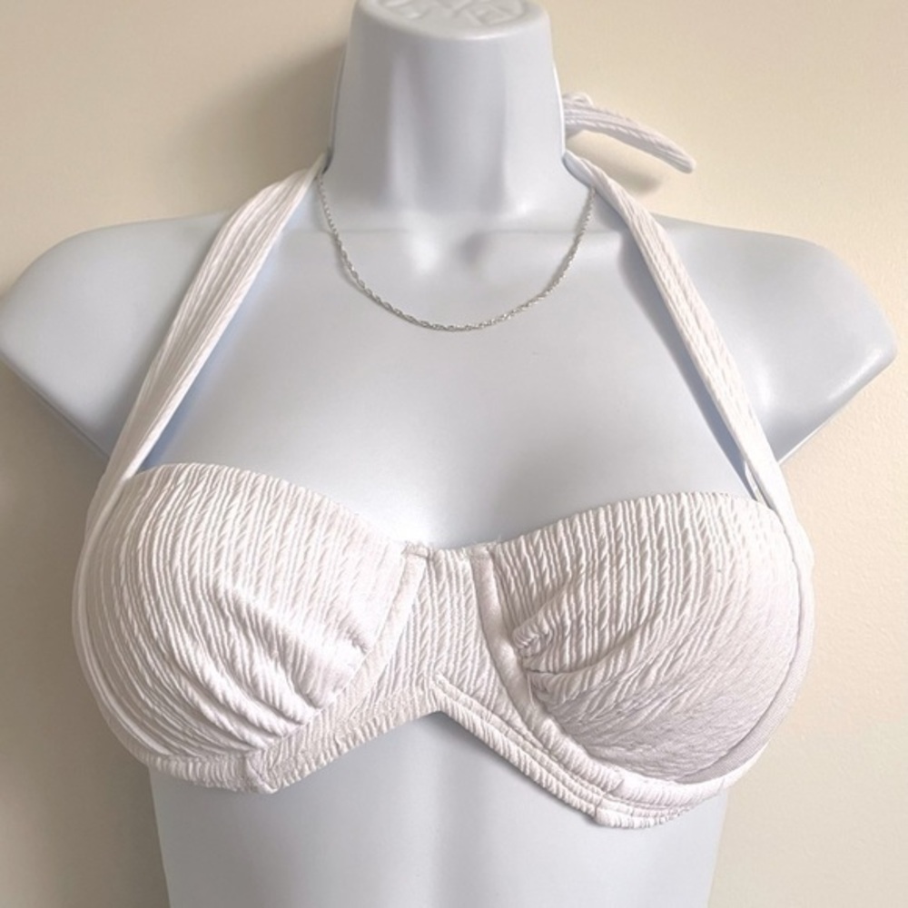 Primark : White Push-Up Bikini Halter Top | Size 2 | NWT | Spring Break